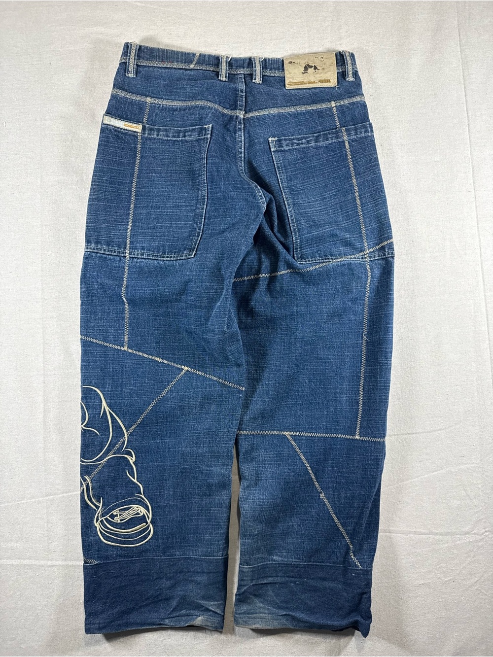 Y2K Baggy Southpole Bboy Jeans All Over Print Embroidery Bboy Character Jeans - Picture 7 of 12